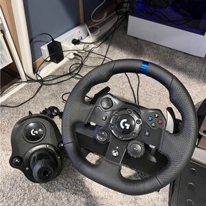 Logitech Gaming Wheel with Black and Blue Accents